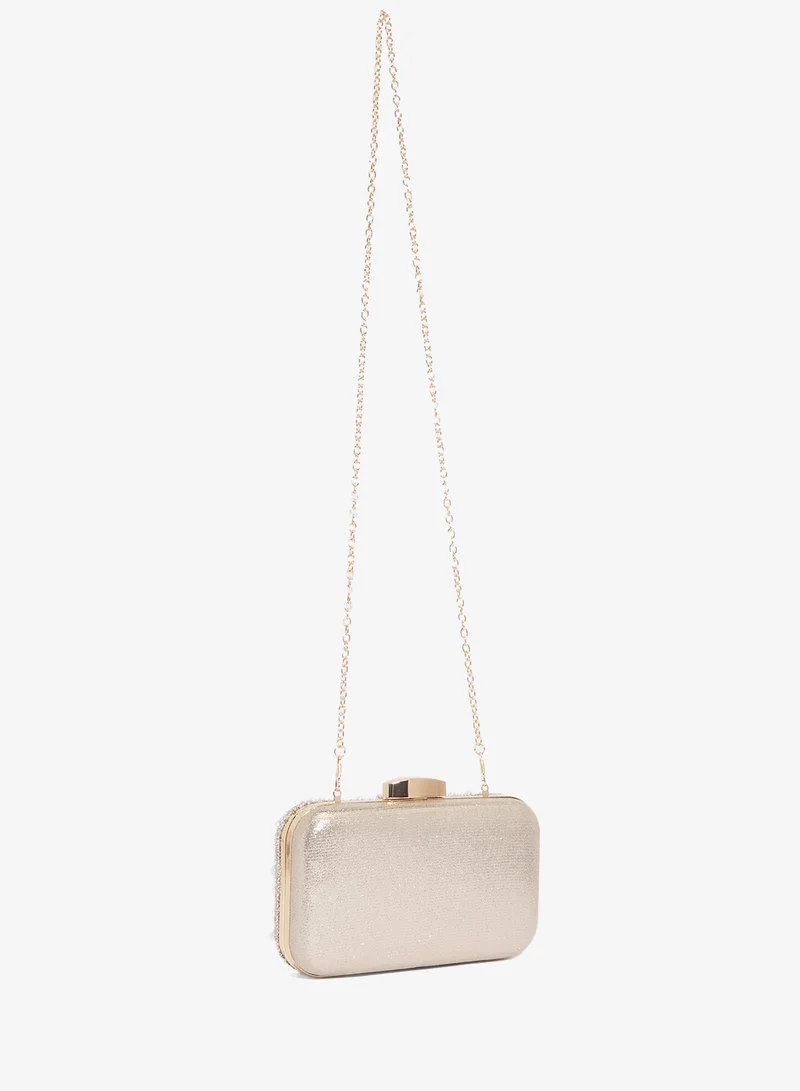 خزانة Pearl Detailed Embellished Gold Accent Clutch